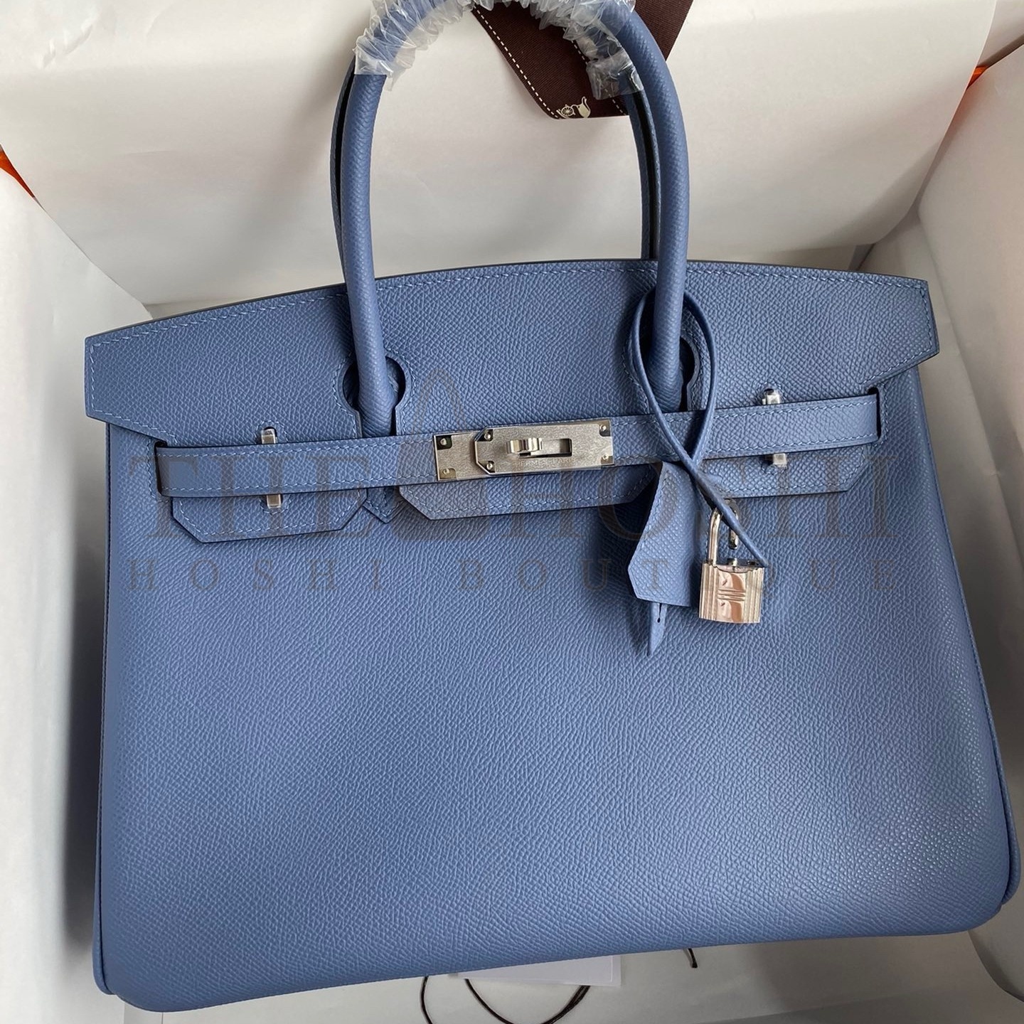 H**me5 Birkin 30 Retourne Handmade Bag in Blue Agate Epsom Calfskin Master Quality