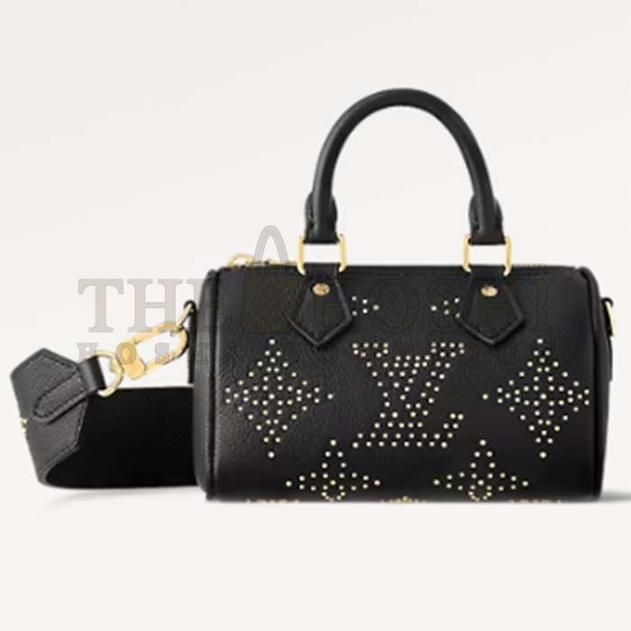 L0vis Vvtt0n LV Women Nano Speedy Bag Black Monogram Empreinte Grained Cowhide Leather Master Quality