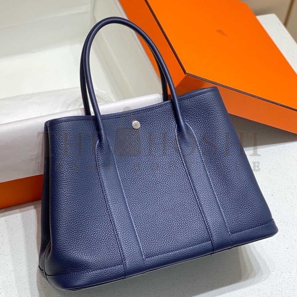 H**me5 Garden Party 36 Bag In Blue Saphir Clemence Leather Master Quality