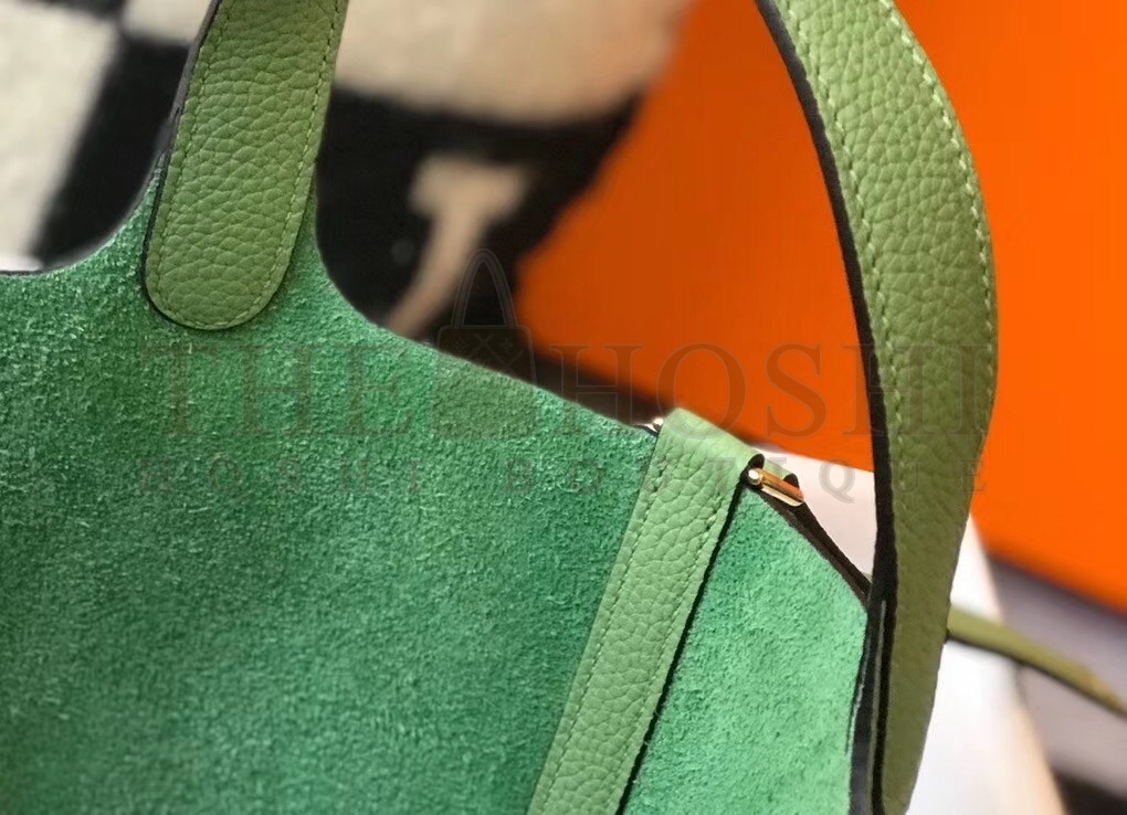 H**me5 Vert Criquet Picotin Lock PM 18cm Handmade Bag Master Quality