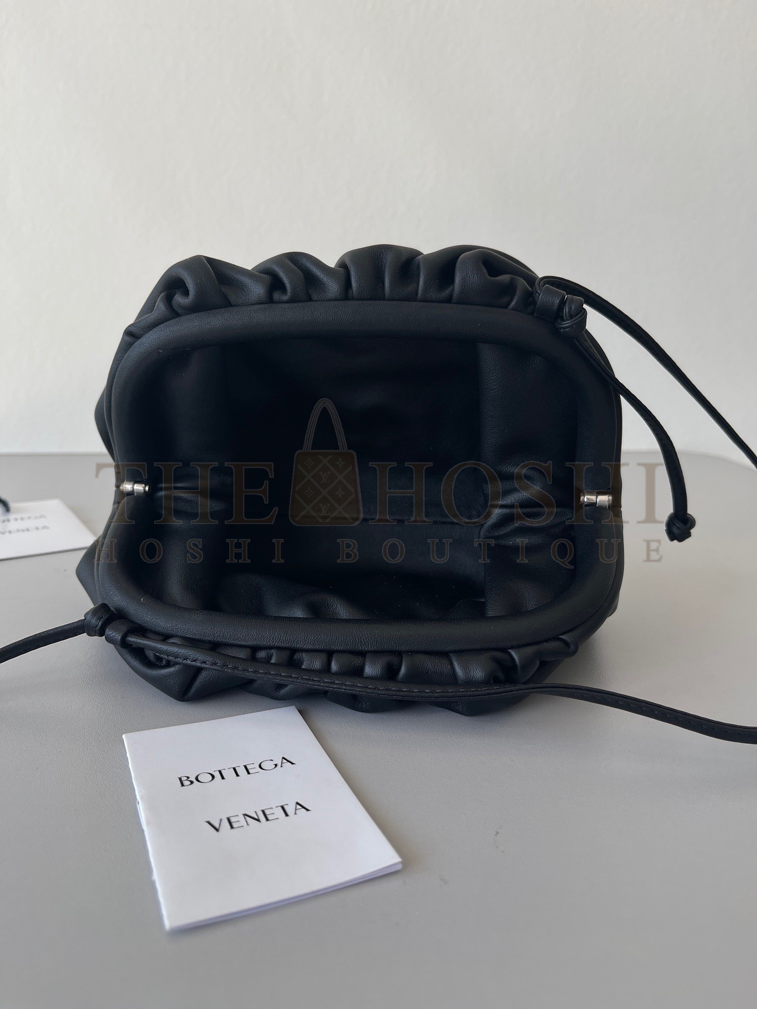 B0tt*ga Ven*ta Mini Pouch with Strap in Black Calfskin Master Quality