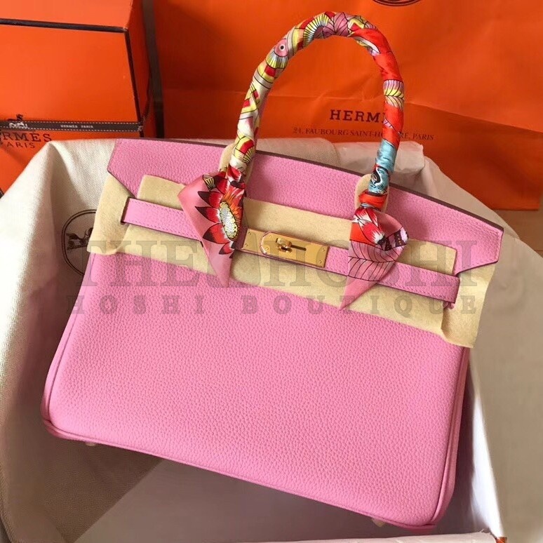 H**me5 Pink Birkin 30cm Clemence Handmade Bag Master Quality