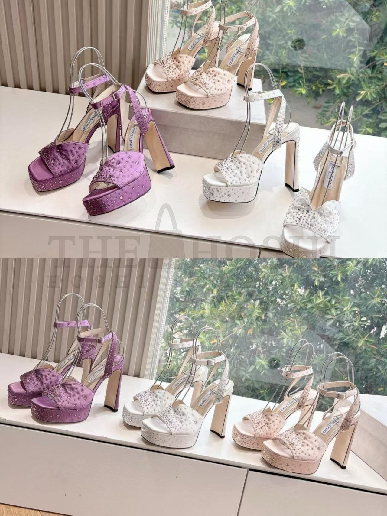 J1m*y Ch00 Crystal Embellished Platform Heels Shoes Master Quality