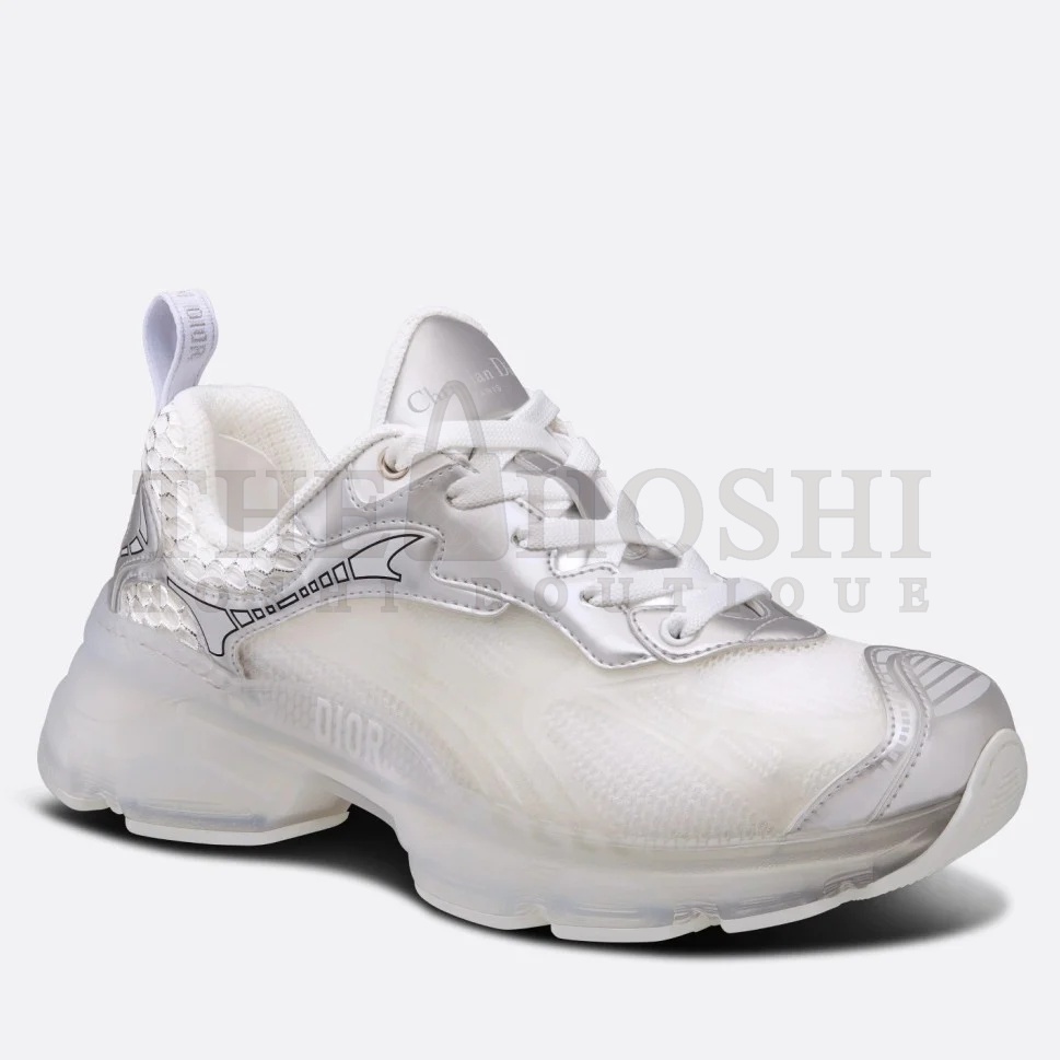 D10r Vibe Sneakers In White Mesh and Silver Leather Master Quality