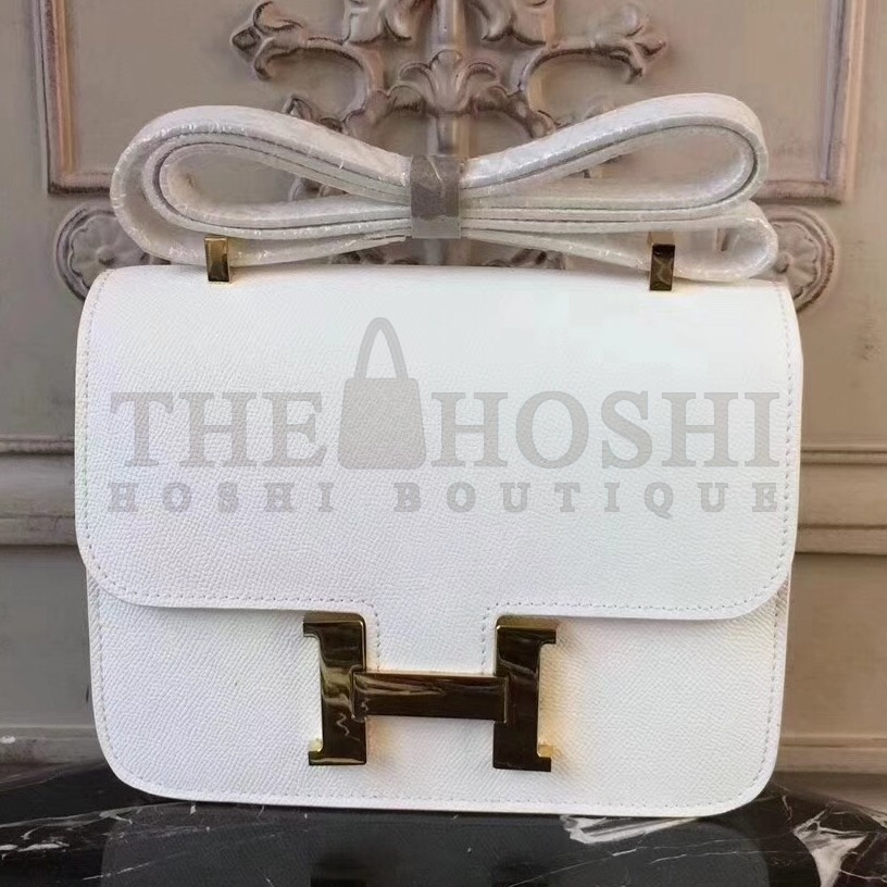 H**me5 White Constance MM 24cm Epsom Leather Bag Master Quality
