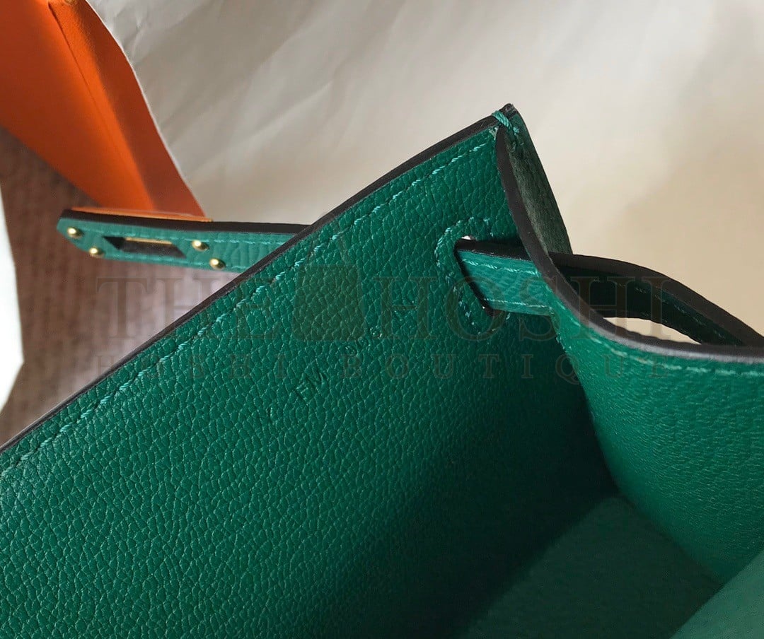H**me5 Kelly Pochette Clutch Bag In Malachite Epsom Leather Master Quality