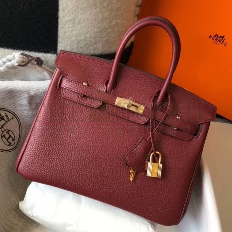 H**me5 Birkin 25cm Bag In Bordeaux Clemence Leather Master Quality