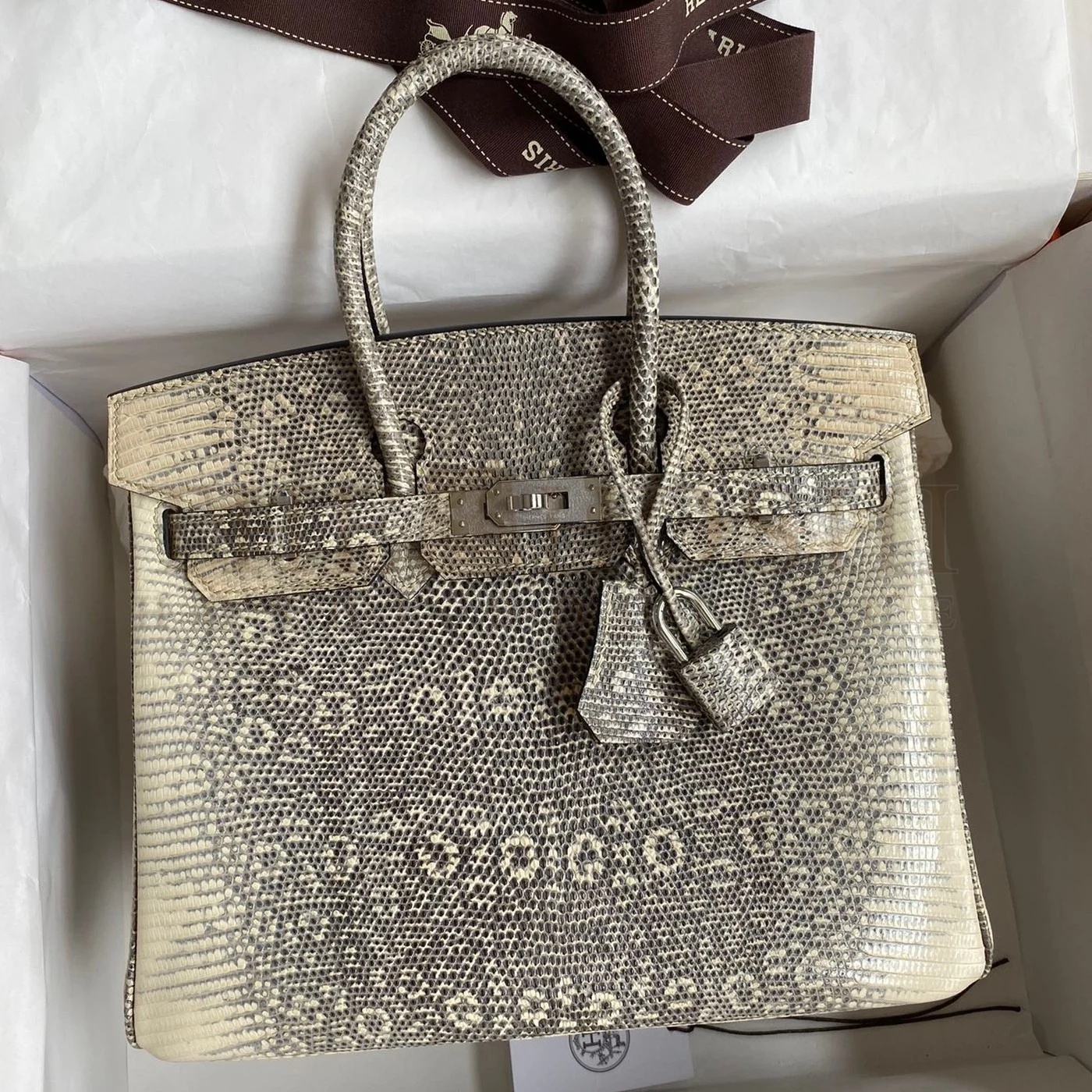 H**me5 Birkin 25 Retourne Handmade Bag In Ombre Lizard Leather Master Quality