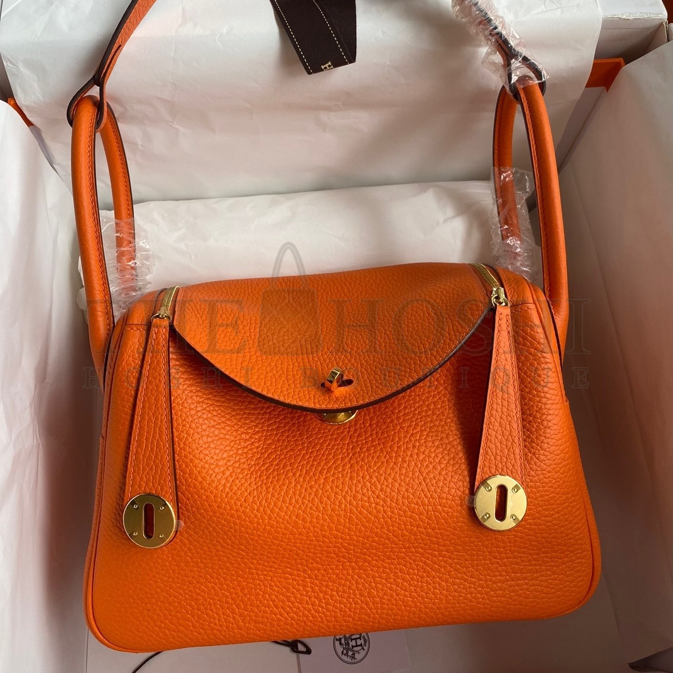 H**me5 Lindy 26 Handmade Bag In Orange Clemence Leather Master Quality
