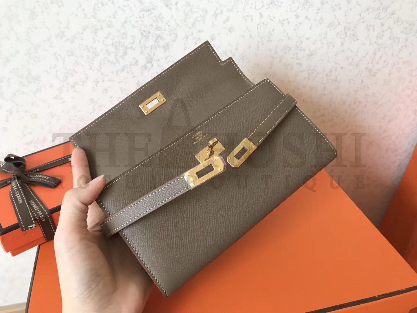 H**me5 Kelly Classic Long Wallet In Taupe Epsom Leather Master Quality