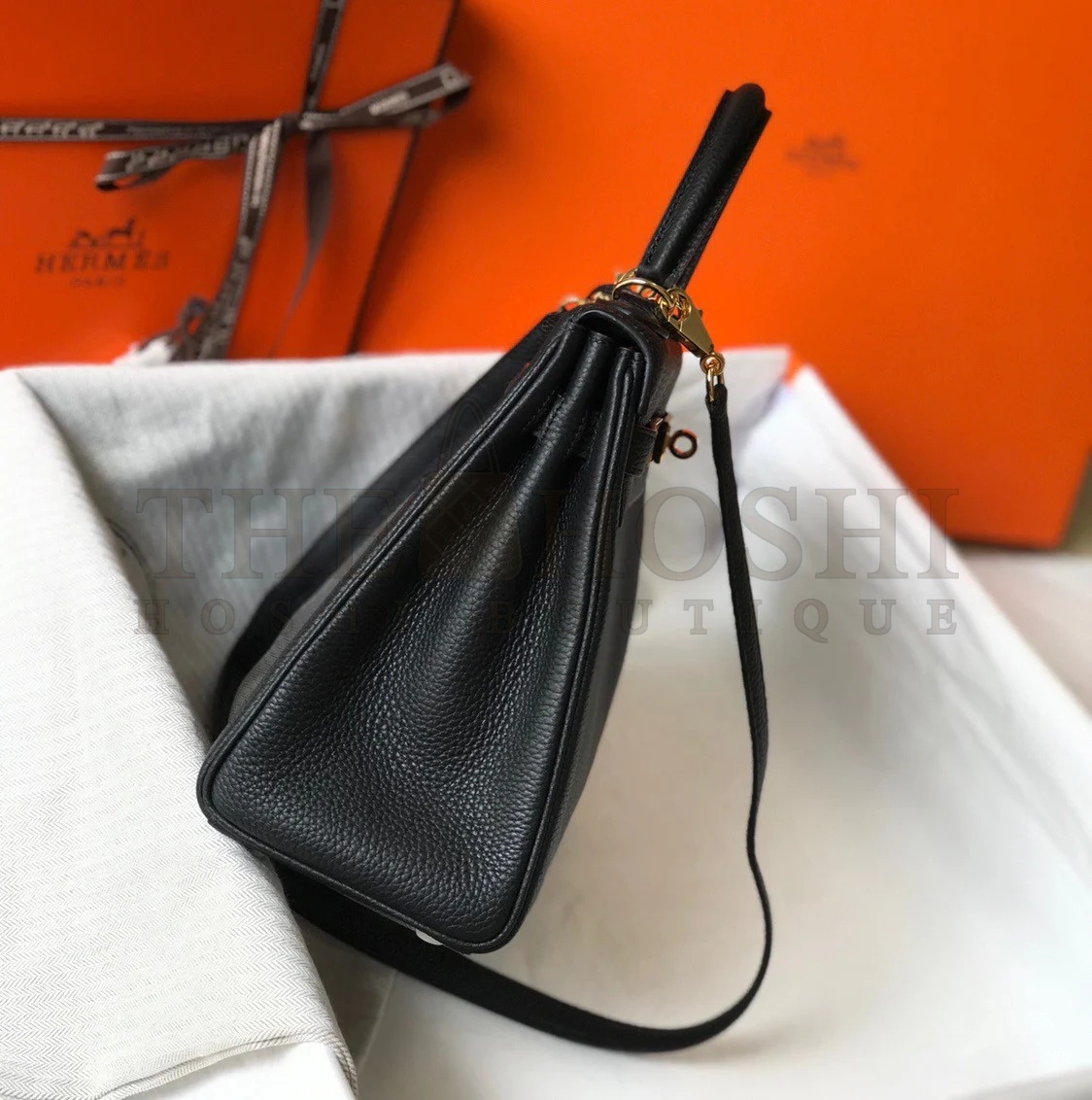H**me5 Kelly 28cm Retourne Bag in Black Clemence Leather GHW Master Quality