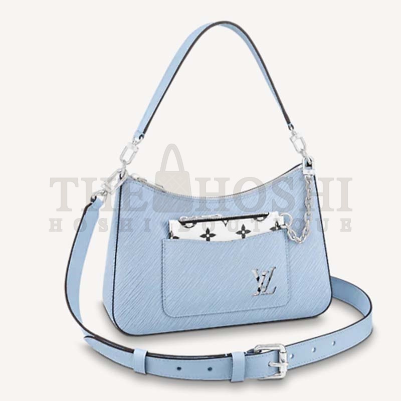 L0vis Vvtt0n LV Women Marelle Handbag Blue Epi Grained Cowhide Leather Canvas Master Quality