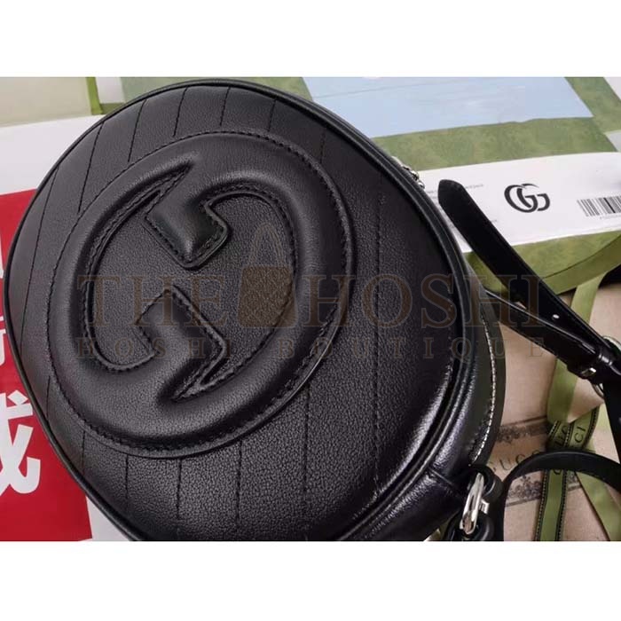 Gvc*1 Women GG Blondie Mini Shoulder Bag Black Leather Round Interlocking G Patch Master Quality