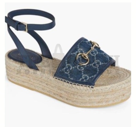 Gvc*1 DENIM ESPADRILLE SANDALS WITH GOLD HORSEBIT DETAILING SHOES Master Quality