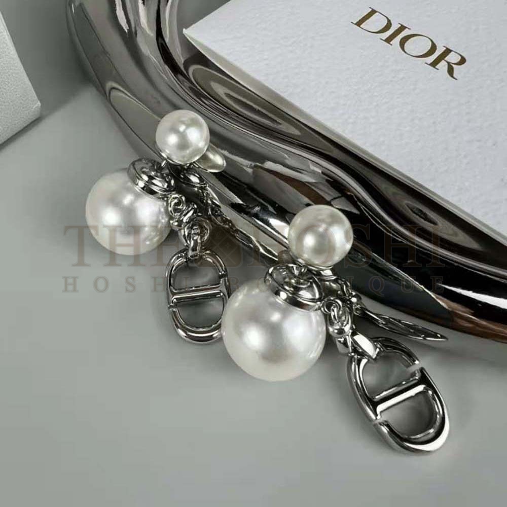 D10r Women Tribales Earrings Silver-Finish Metal with White Resin Pearls Master Quality