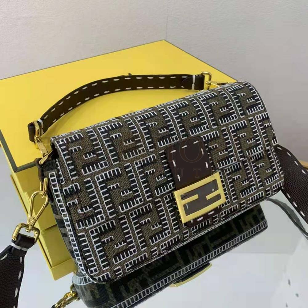 F**di Women Baguette Embroidered FF Fabric Bag Master Quality