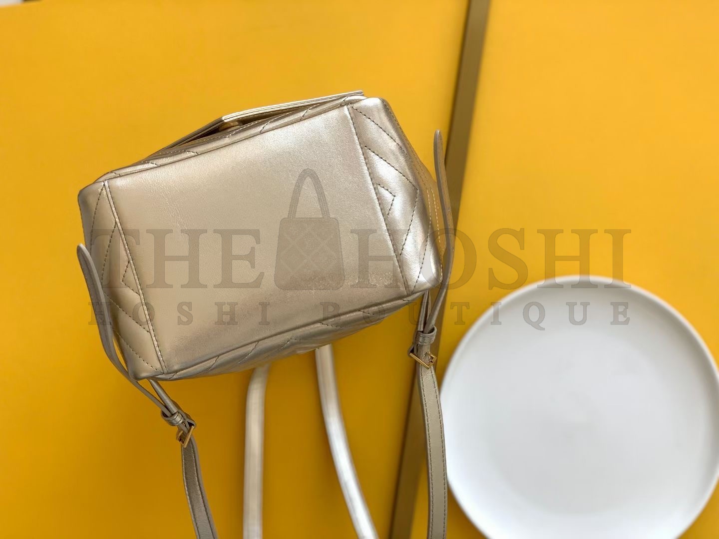 Sa1nt Lau*nt Joe Backpack In Gold Lame Leather Master Quality