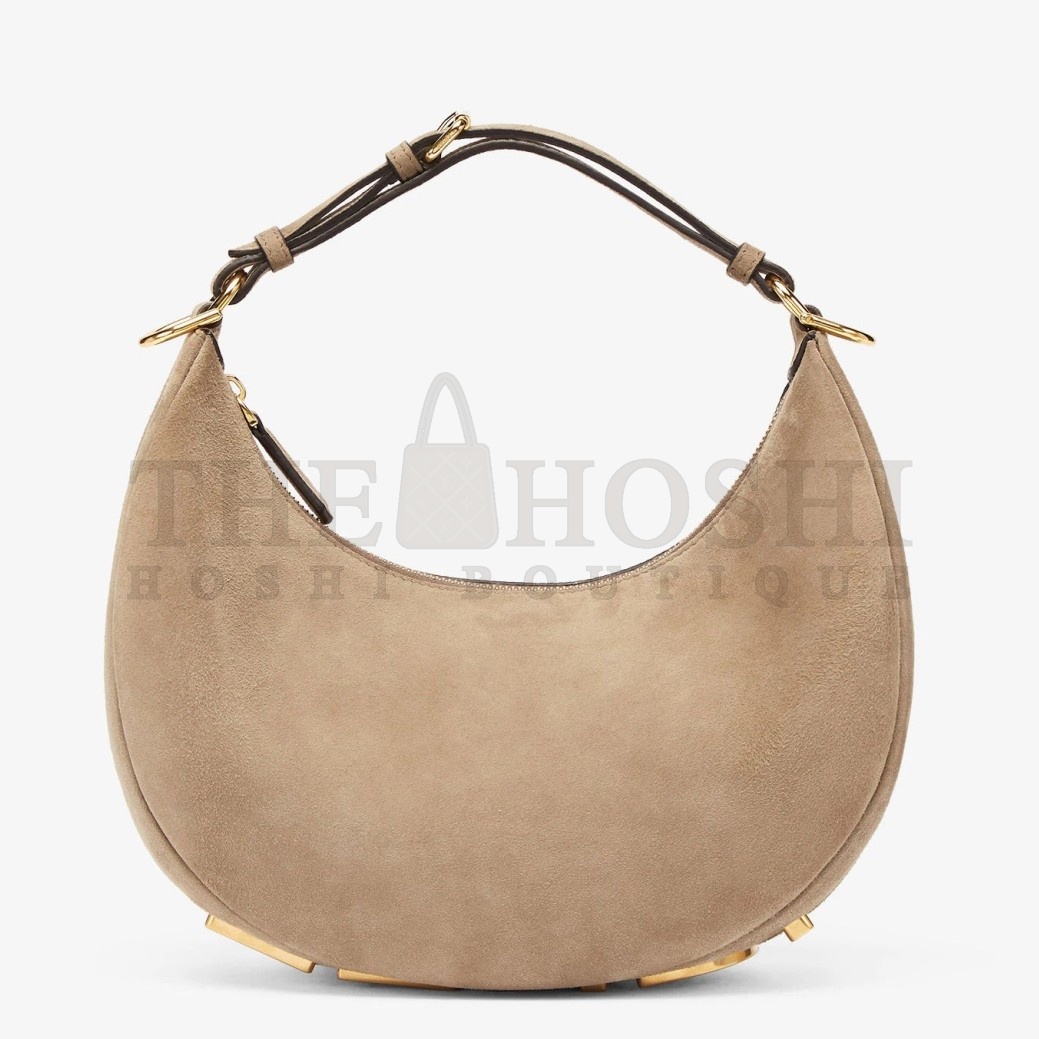 F**di F**digraphy Small Hobo Bag In Beige Suede Leather Master Quality