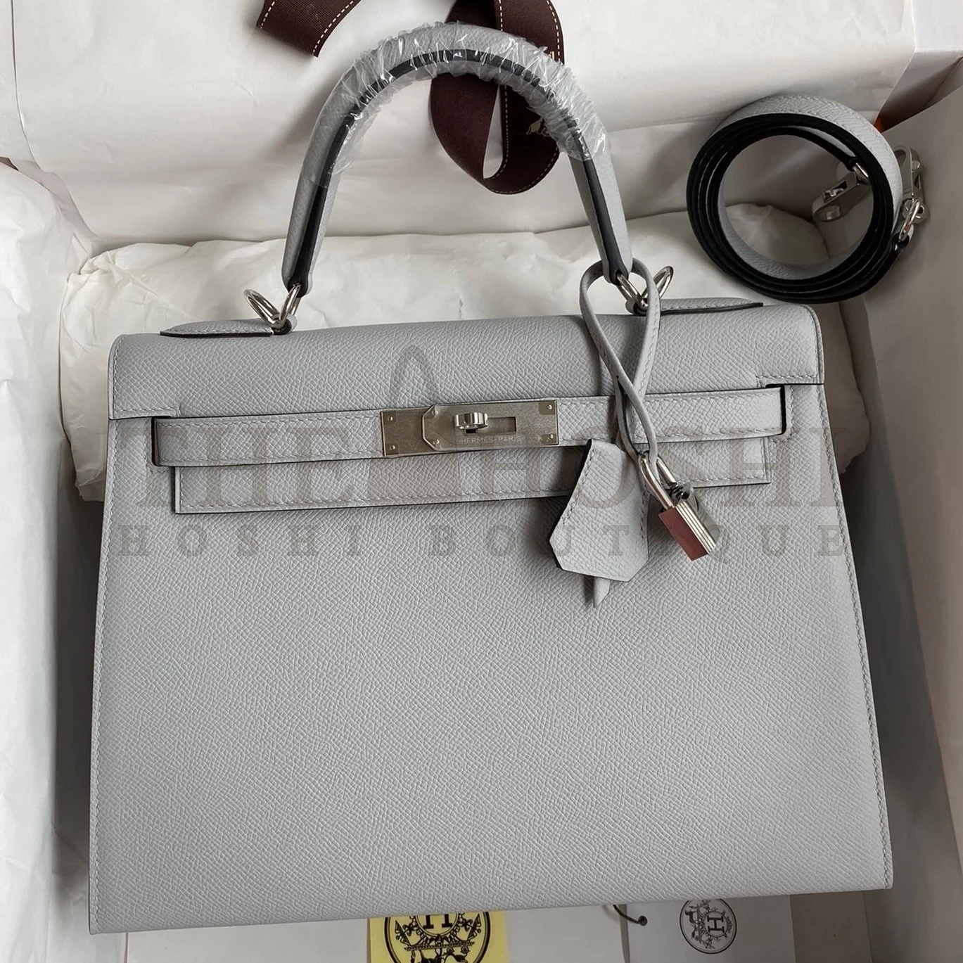 H**me5 Kelly Sellier 32 Handmade Bag in Blue Glacier Epsom Calfskin Master Quality