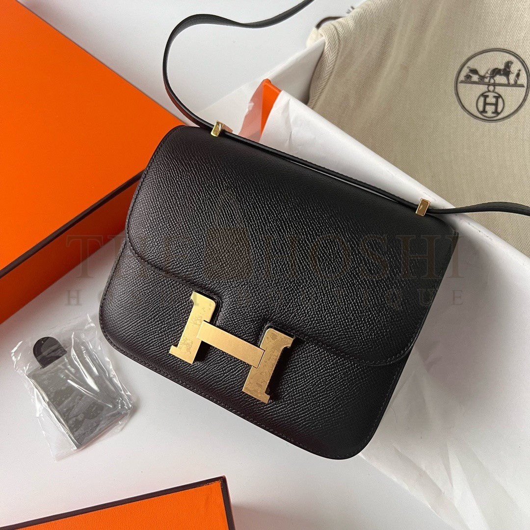 H**me5 Constance 1-18 Mirror Bag In Black Epsom Calfskin Master Quality