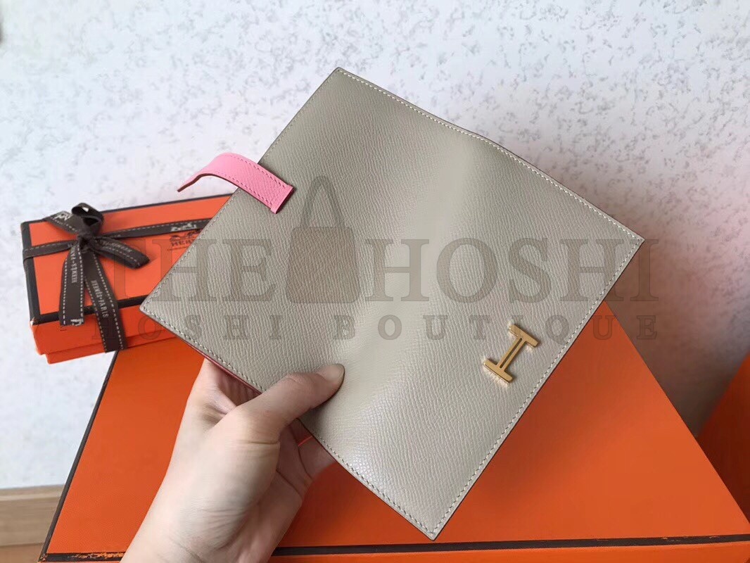 H**me5 Bi-Color Epsom Bearn Wallet Grey/Pink Master Quality