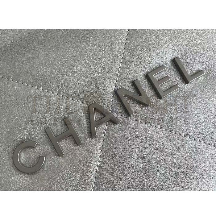 Ch**el Women CC 22 Handbag Metallic Calfskin Silver-Tone Metal Silver Master Quality