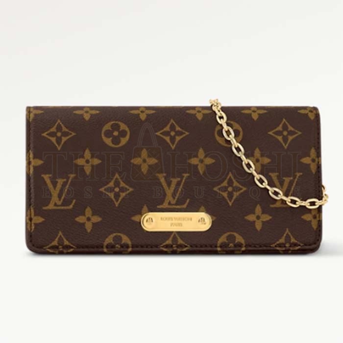 L0vis Vvtt0n LV Women Wallet On Chain Lily Monogram Coated Canvas Flap Closure Master Quality