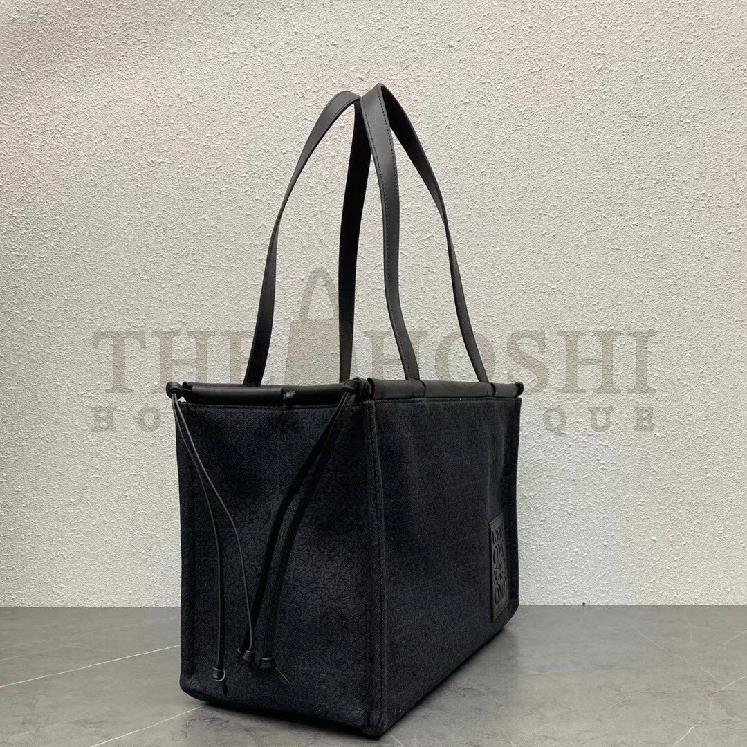 L0ew* Cushion Medium Tote In Black Anagram Jacquard Master Quality