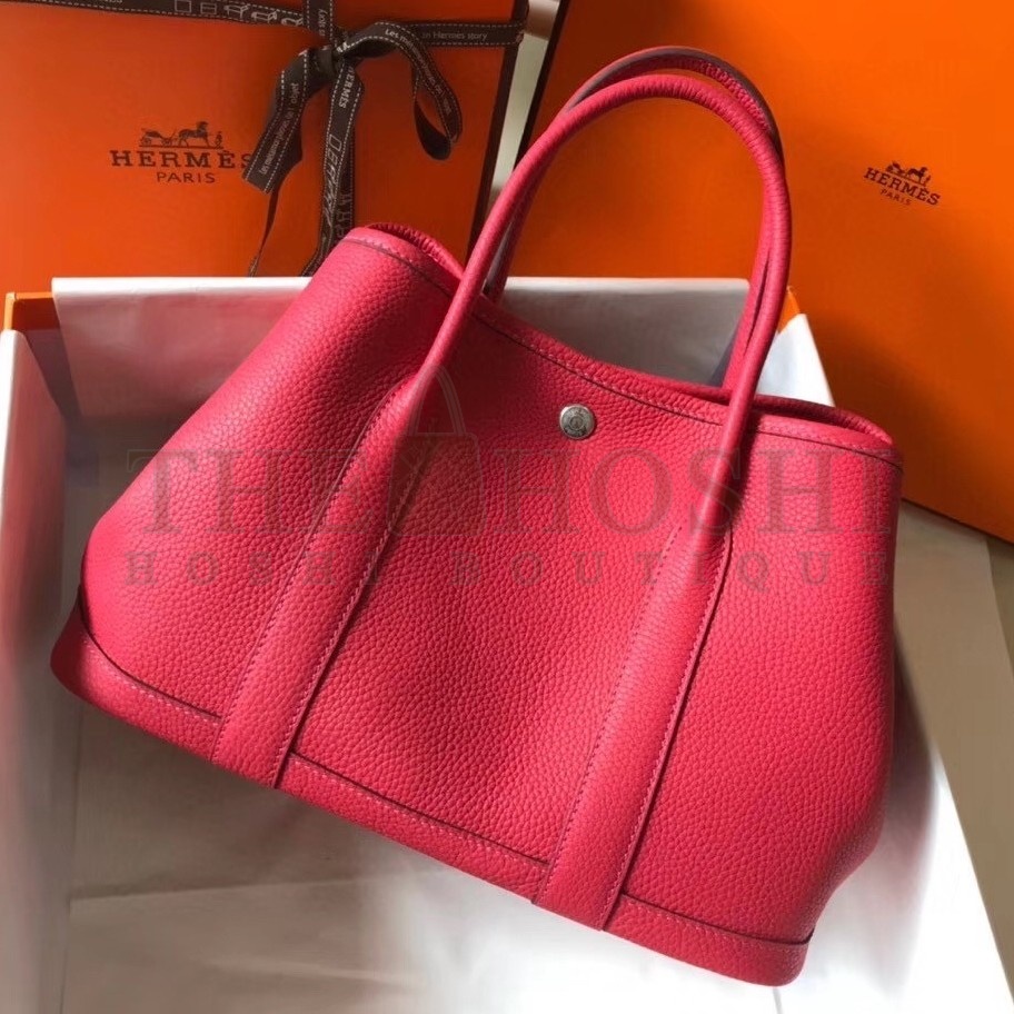 H**me5 Garden Party 30 Bag In Rose Red Clemence Leather Master Quality