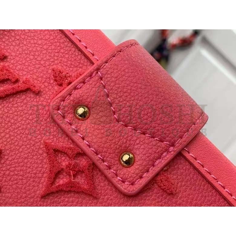 L0vis Vvtt0n LV Women Petite Malle Handbag Fluo Pink Tufted Grained Calfskin Leather Master Quality