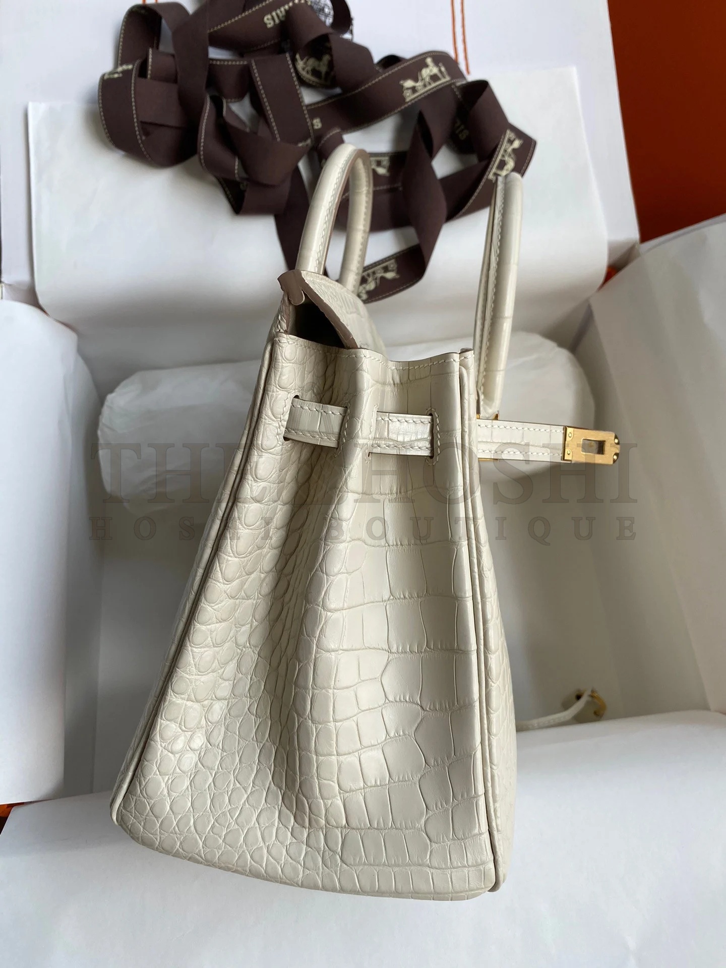 H**me5 Birkin 25 Retourne Handmade Bag In Beton Matte Alligator Leather Master Quality