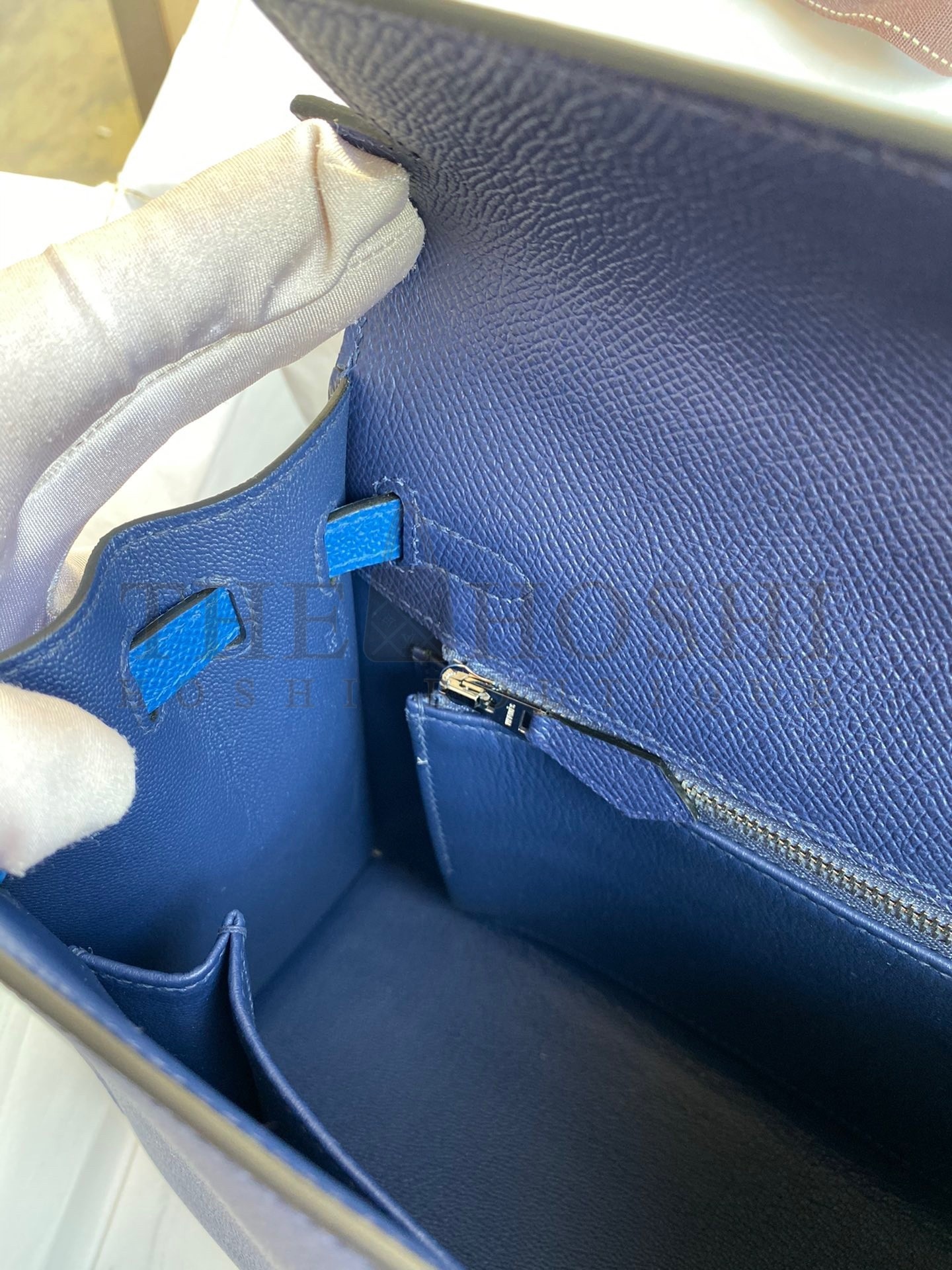 H**me5 Kelly Sellier 25 Bicolor Bag in Blue Saphir and Blue France Epsom Calfskin Master Quality