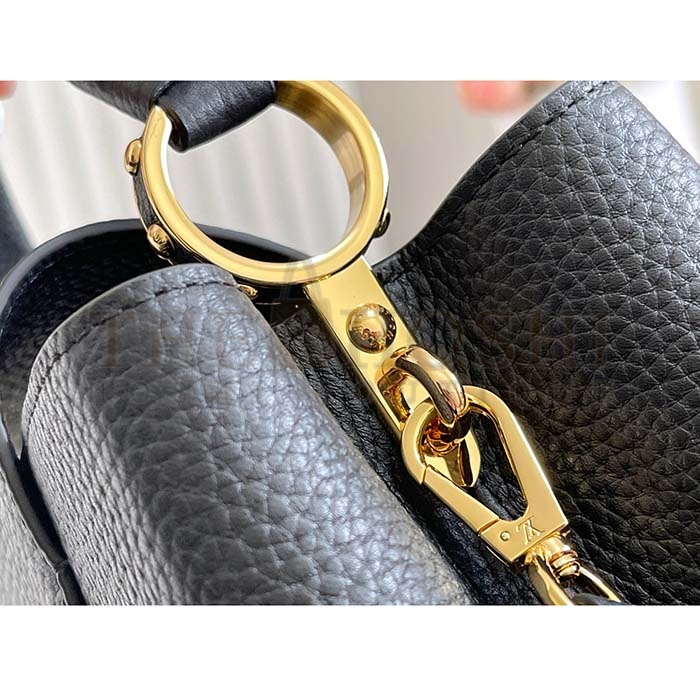 L0vis Vvtt0n LV Women Capucines MM Handbag Black Etain Metallic Gray Taurillon Leather Master Quality