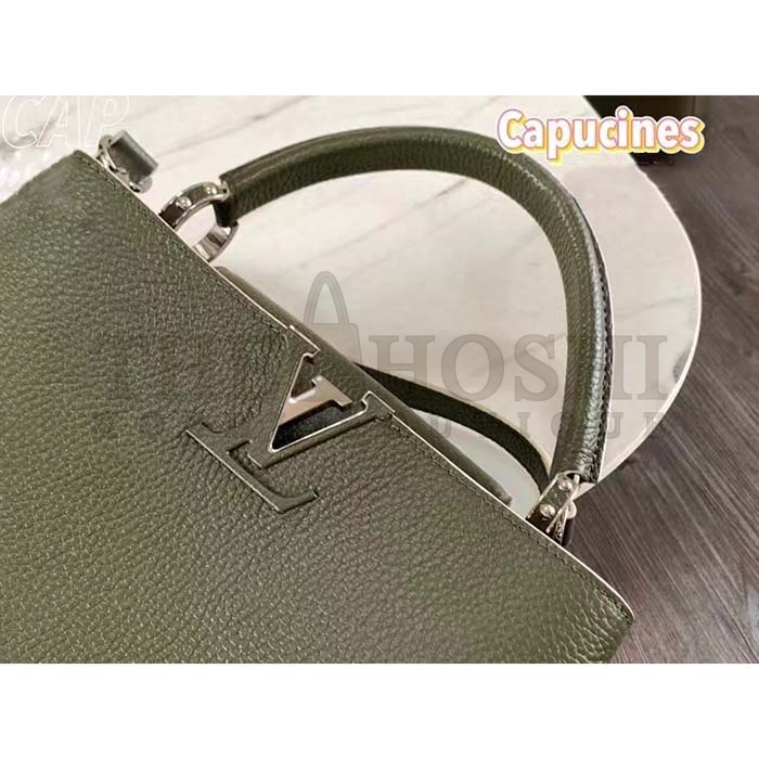 L0vis Vvtt0n LV Women Capucines BB Handbag Kaki Dark Green Taurillon Cowhide Leather Master Quality