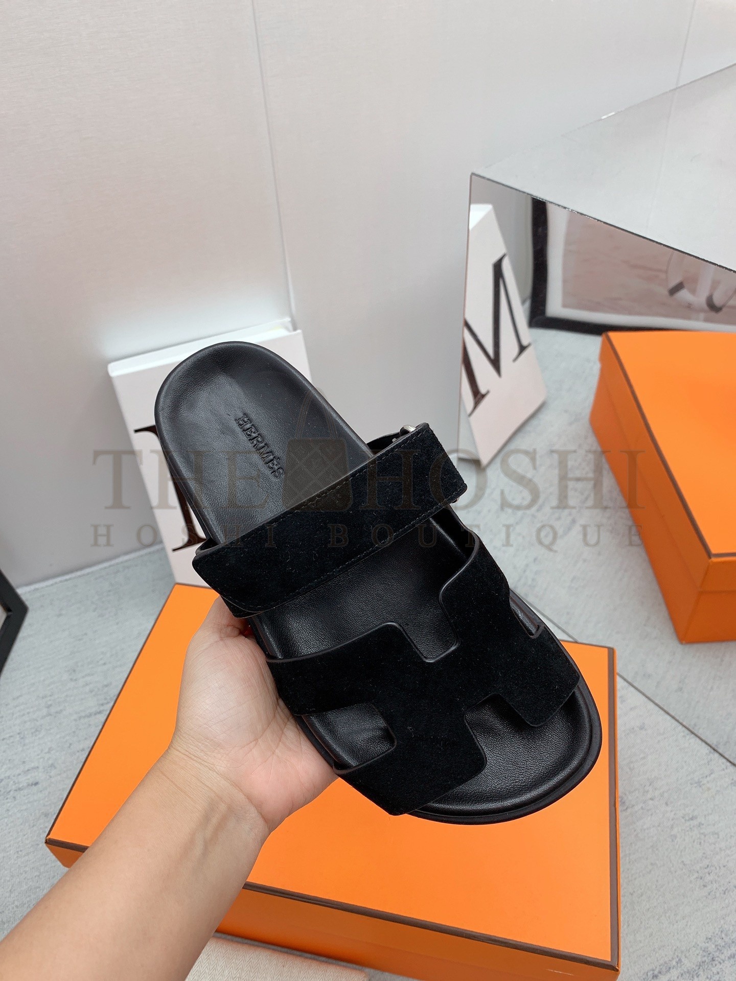 H**me5 Chypre Sandals in Black Suede Calfskin Master Quality