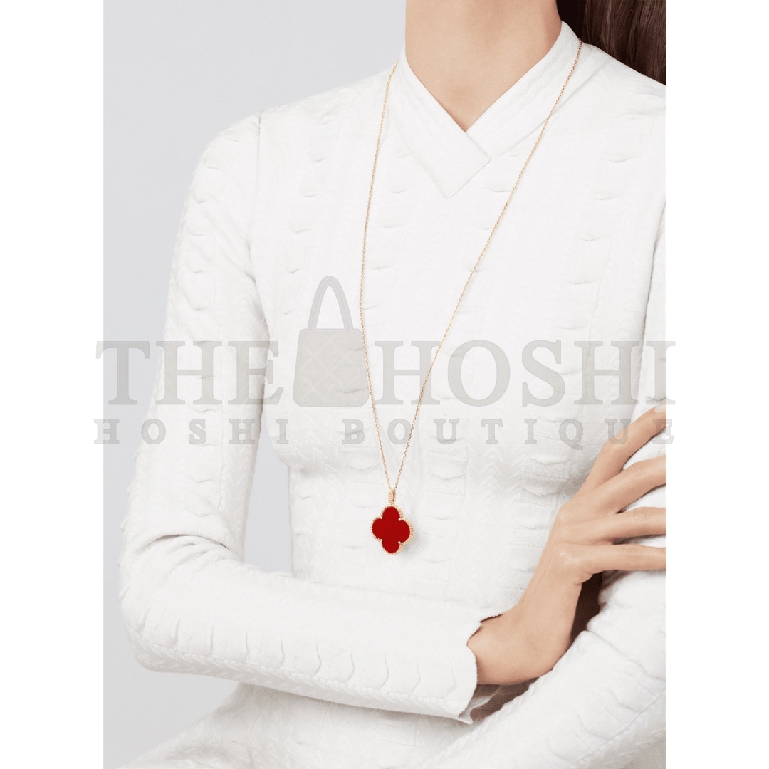 Clover Necklace,V*n Cl**f Four Leaf Clover Necklace Dupe, Magic Alhambra long Necklace, Sliver & Gold-Plated & Logo Stamp Master Quality