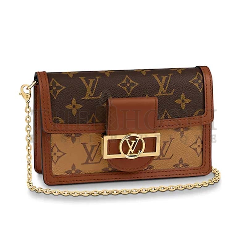 L0vis Vvtt0n LV Women Dauphine Chain Wallet Monogram Canvas-Brown Master Quality