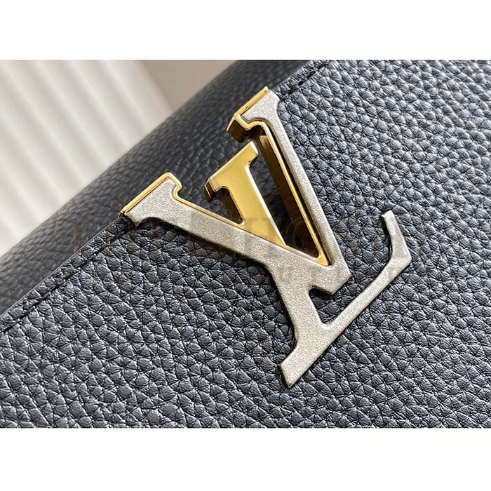 L0vis Vvtt0n LV Women Capucines MM Handbag Black Etain Metallic Gray Taurillon Leather Master Quality