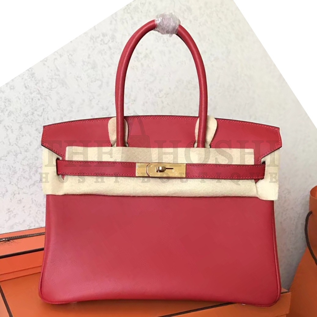 H**me5 Red Birkin 30cm Swift Handmade Bag Master Quality
