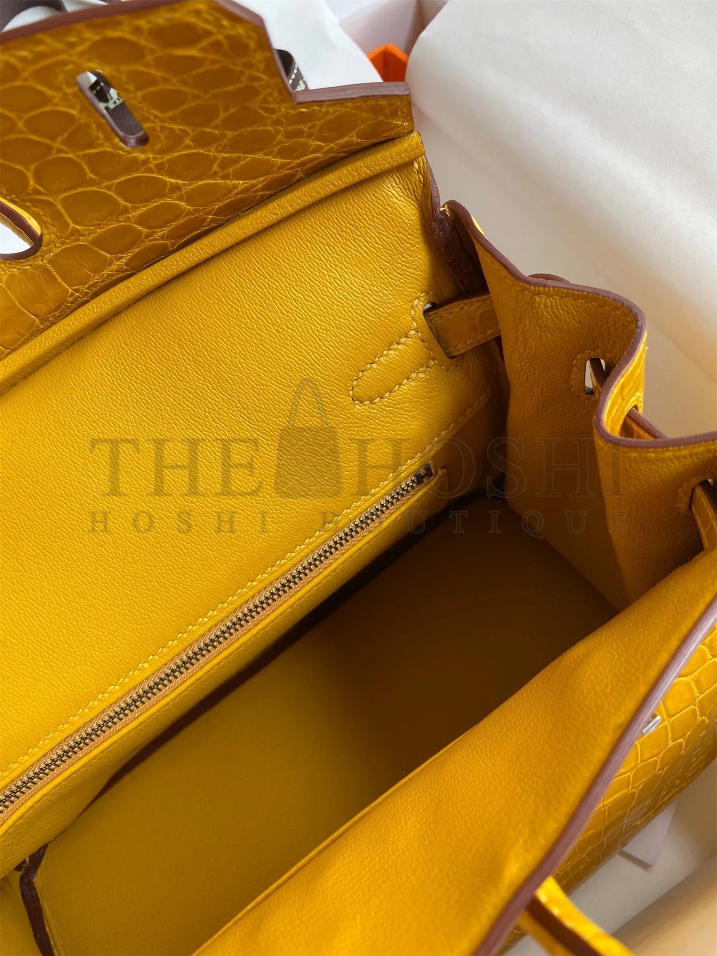 H**me5 Birkin 25 Handmade Bag In Yellow Crocodile Niloticus Shiny Skin Master Quality
