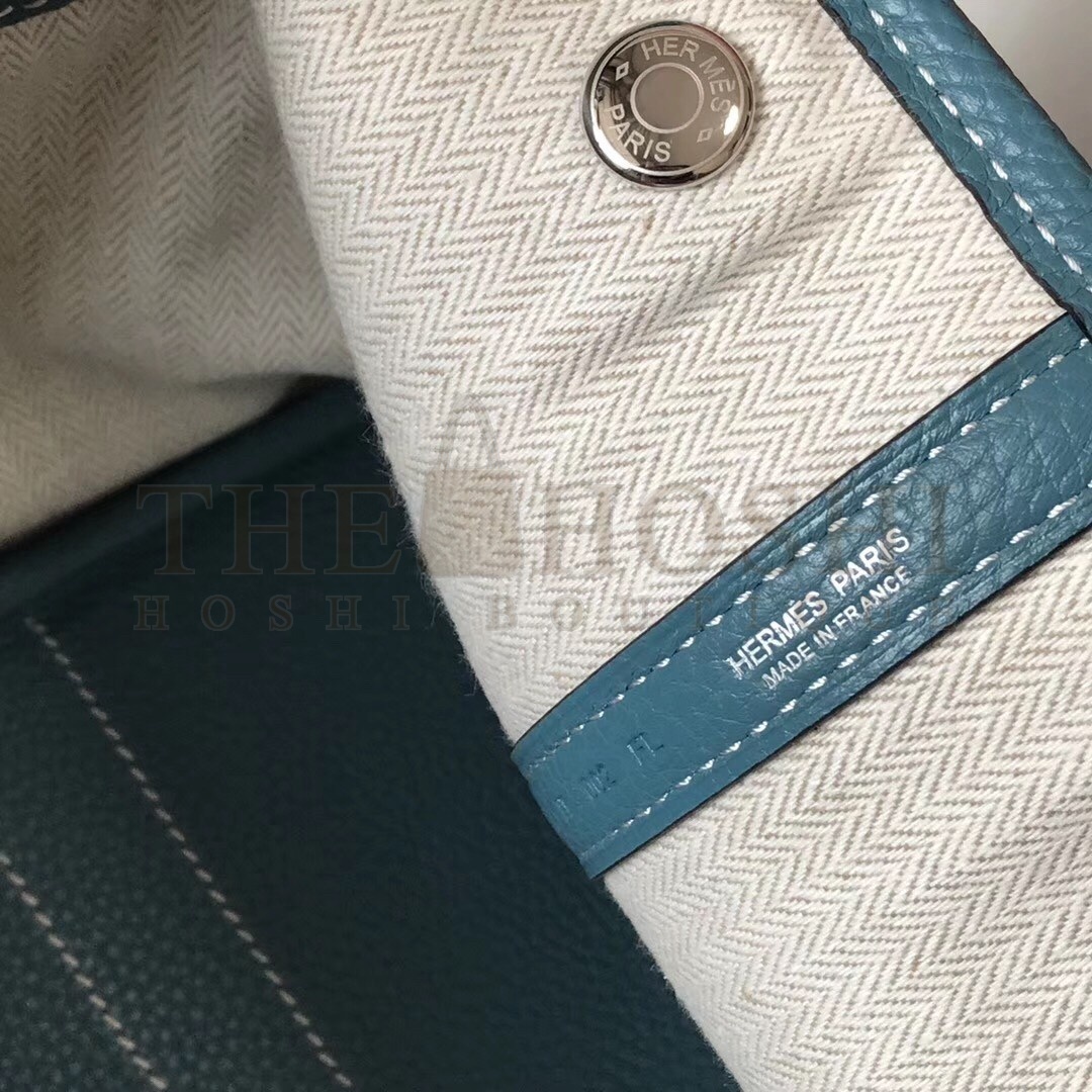 H**me5 Garden Party 36 Bag In Blue Jean Clemence Leather Master Quality