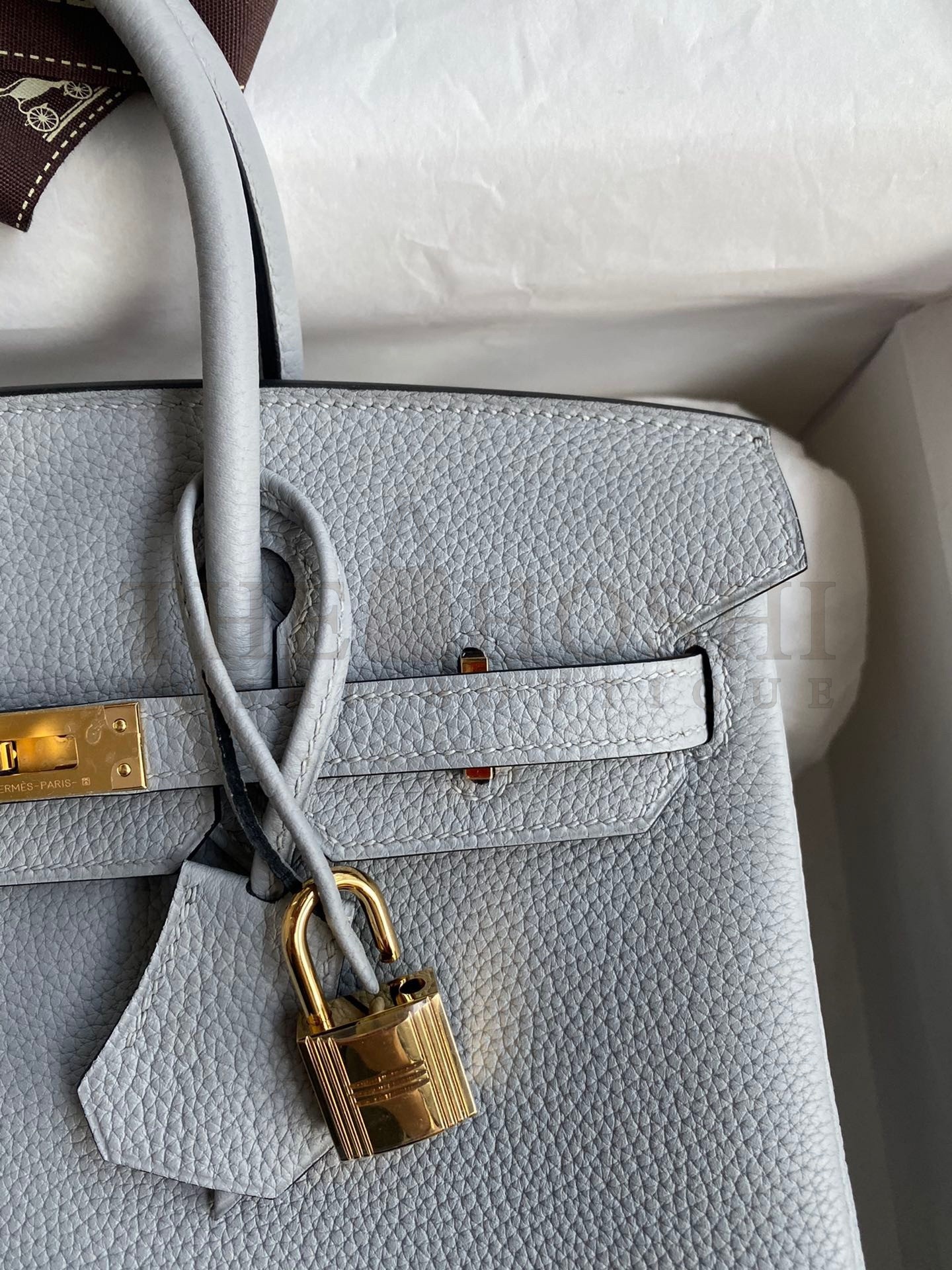 H**me5 Birkin 25 Retourne Handmade Bag In Blue Glacier Clemence Leather Master Quality