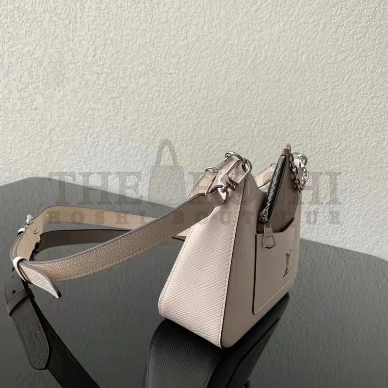 L0vis Vvtt0n LV Women Marelle Handbag Quartz White Epi Grained Cowhide Canvas Master Quality