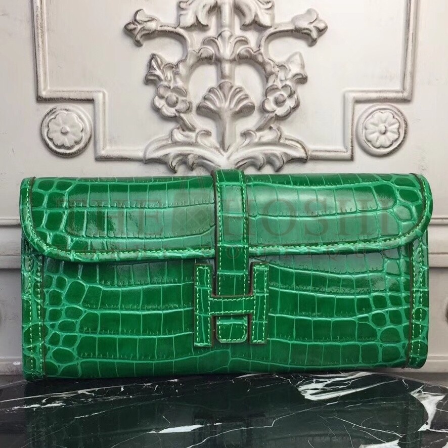 H**me5 Jige Elan 29 Clutch In Bambou Crocodile Leather Master Quality