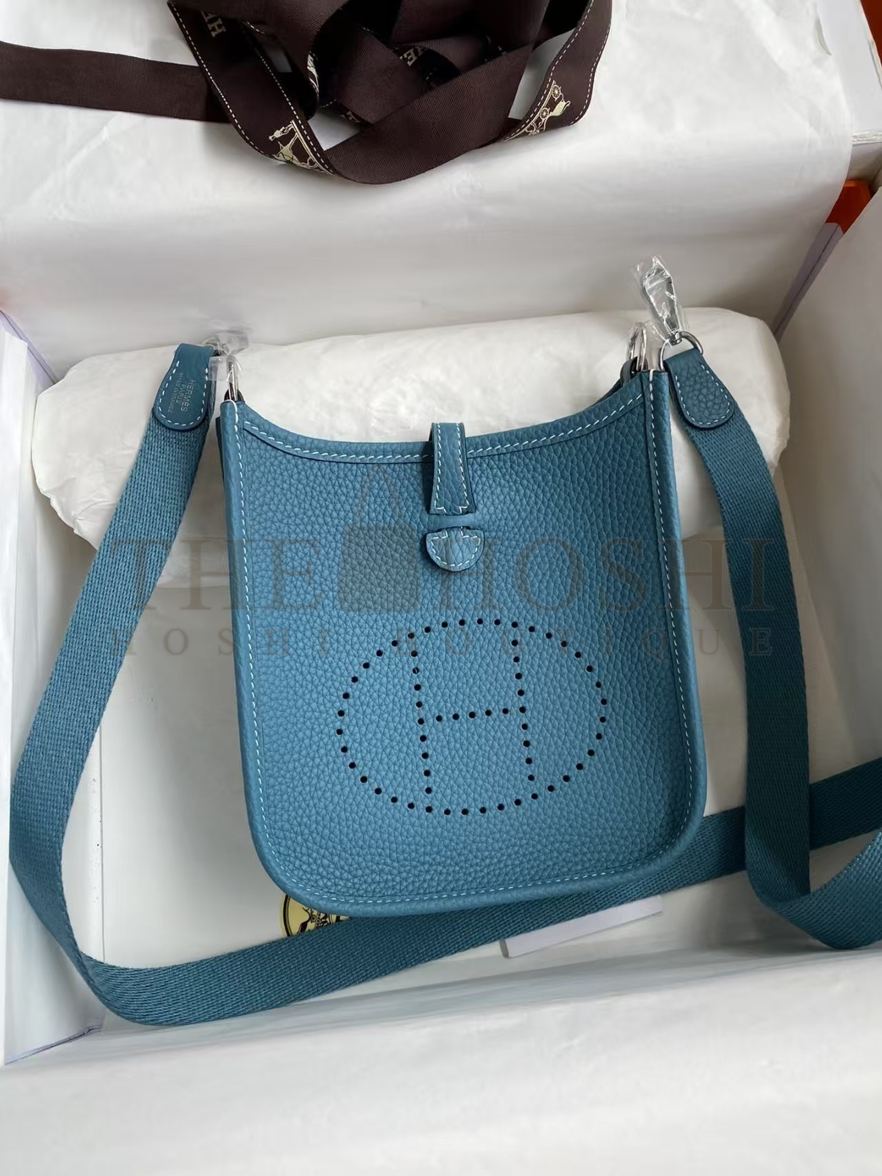 H**me5 Evelyne III TPM Bag In  blue Clemence Leather Master Quality