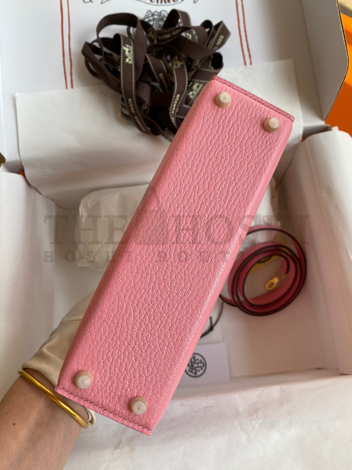 H**me5 Kelly Mini II Sellier Handmade Bag In Rose Confetti Chevre Mysore Leather Master Quality