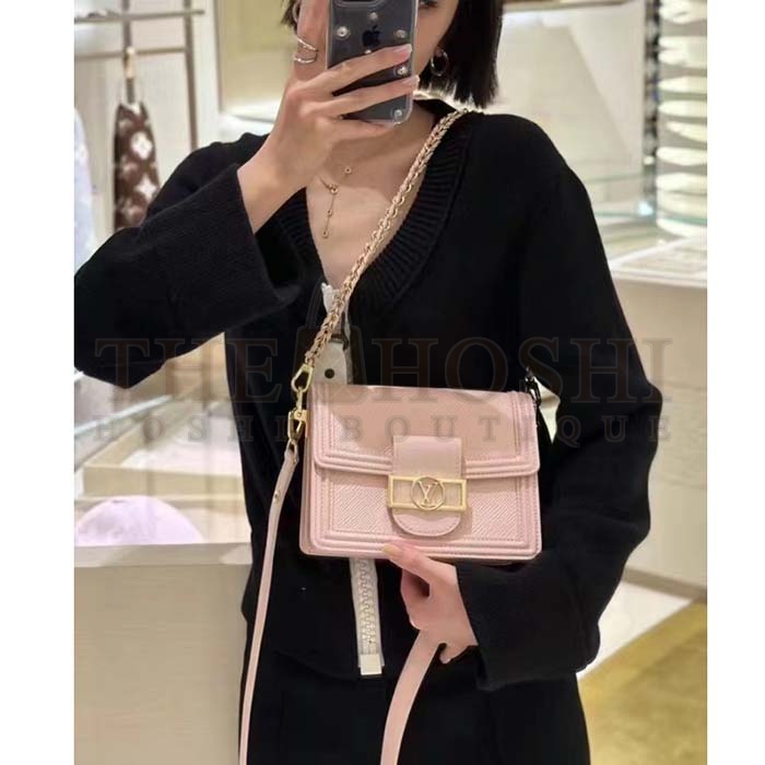 L0vis Vvtt0n LV Women Mini Dauphine Handbag Pink Epi Grained Cowhide Leather Master Quality