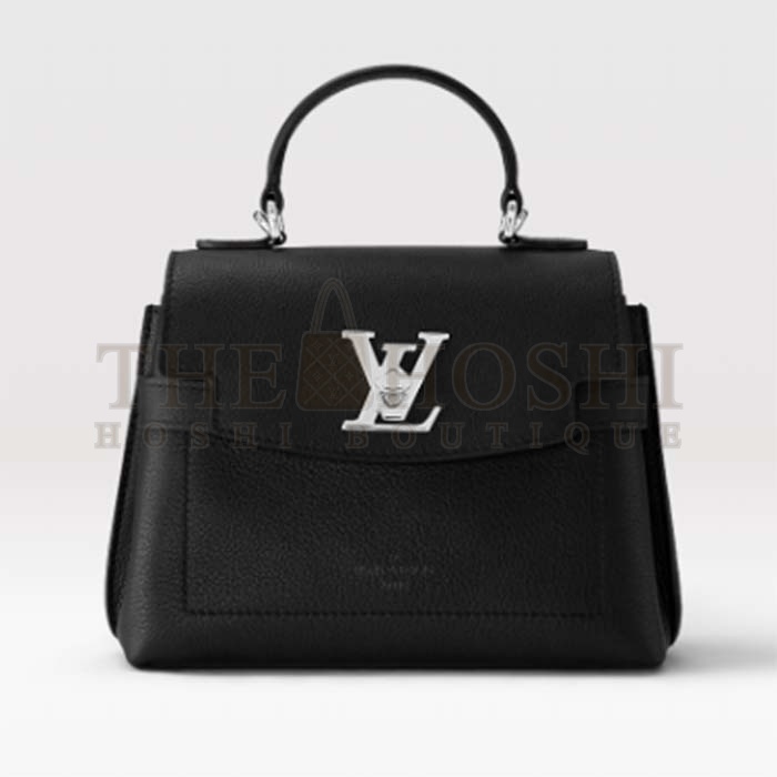 L0vis Vvtt0n LV Women Lockme Ever Mini Handbag Black Grained Calf Leather Master Quality