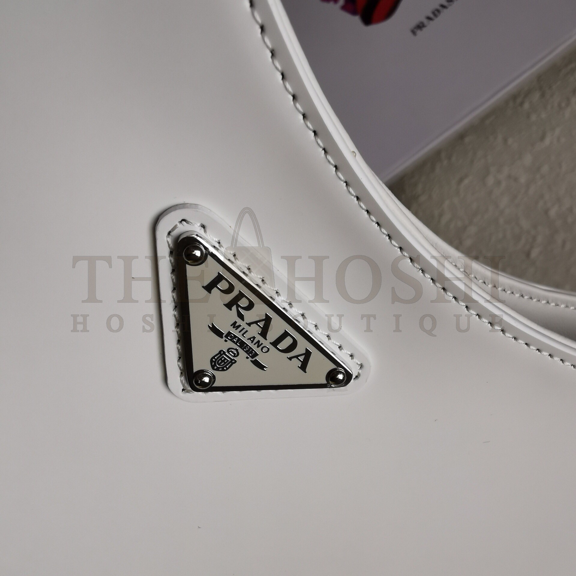 Pra*a Cleo Shoulder Large Bag In White Brushed Leather Master Quality