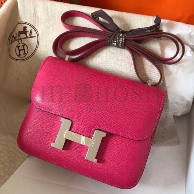 H**me5 Mini Constance 18cm Rose Red Epsom Bag Master Quality